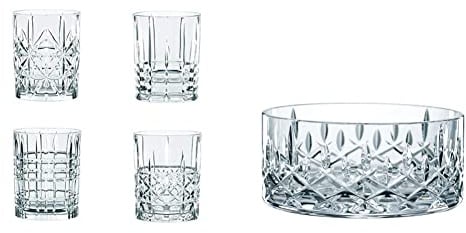 Spiegelau & Nachtmann, 4-teiliges Becher-Set , Kristallglas, 345 ml, Highland, 0095906-0 & 2-teiliges Schalen-Set, Kristallglas, Ø 11 cm, Noblesse, 0096060-0
