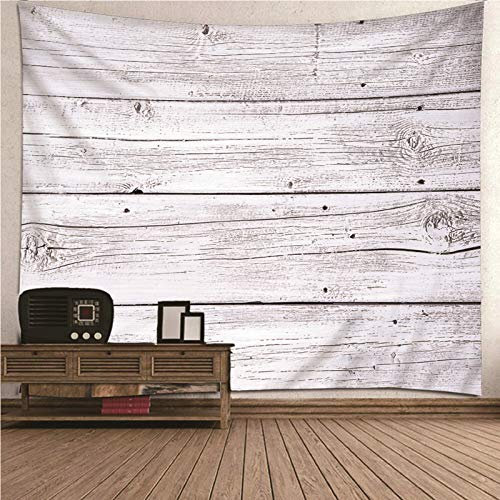 Banemi Nordische Wandteppich, Deko Wandbehang Weiß Grau Holzbrett Polyester Gobelin Schlafzimmer Dekor 240x220CM