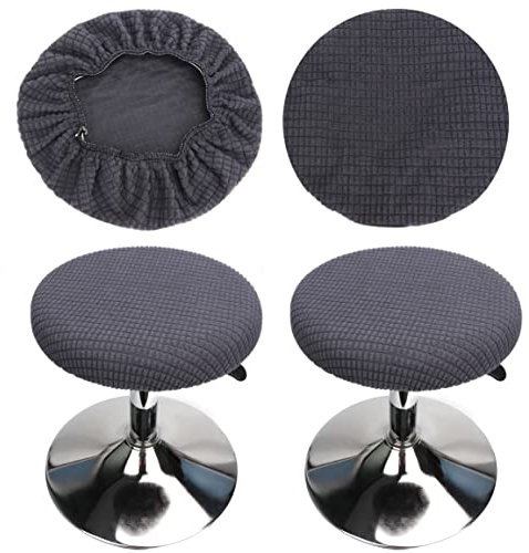 HuaLiSiJi Hockerbezug Rund 30-40cm Bezug Hocker Rund Elastischer Hocker Rundbezug, Waschbar Pflegeleicht Weich und Langlebig,für Runde Oder Quadratische Hocke (2 StückGrau)