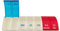Anabox - Pilulier Semainier Box7-7 Compartiments Journaliers Indépendants - Organisateur de Médicaments Hebdomadaire Compact - Fabriqué en Allemagne - Sans BPA - Coloris Bleu-Blanc-Rouge