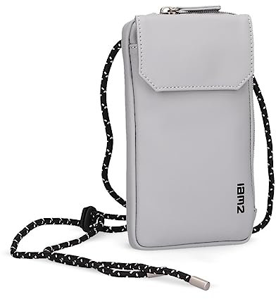 Zwei Handytasche zum Umhängen CAP30 Smartphone-Etui 19 x 10 cm, Kleingeldfach + 4 Kartensteckfächer, umlaufender Reißverschluss, längenverstellbarer Riemen, wasserabweisendes Hydroflex Material (Ice)