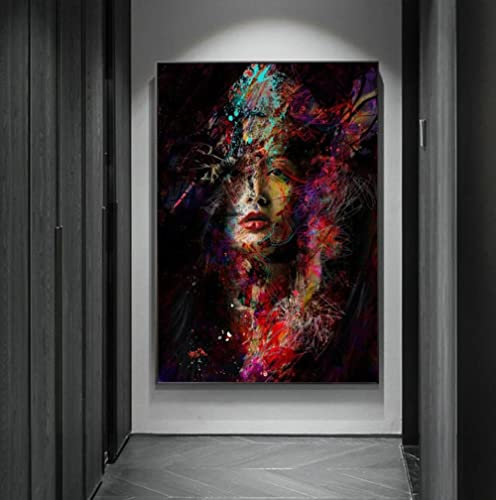 Wandbilder Wohnzimmer Farbe Mädchen Leinwanddruck – Kunstdruck Wandkunst Malen Wanddekor Drucken Leinwand Kunst Poster 30x40cm No Frame