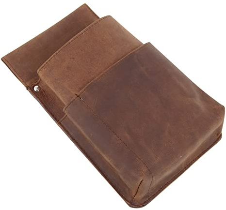 ALASSIO 42195 Gürteltasche für Kellner-Börsen, Holster 22x14x4 cm, Braun | Halfter aus echtem braunem Hunter-Leder, mit Stiftefach & Gürtelschlaufe für Servicepersonal in Gastronomie und Restaurants