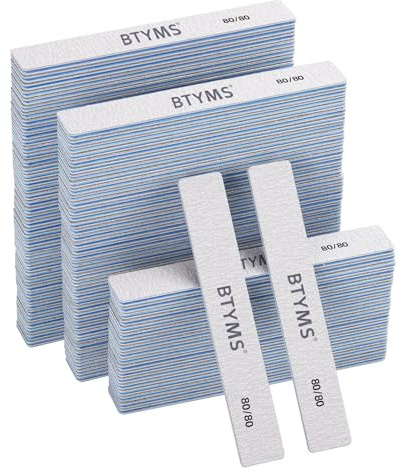 Lot de 100 limes à ongles rectangulaires à grain 80, réutilisables, double face, émeri, outils de manucure pour ongles en acrylique