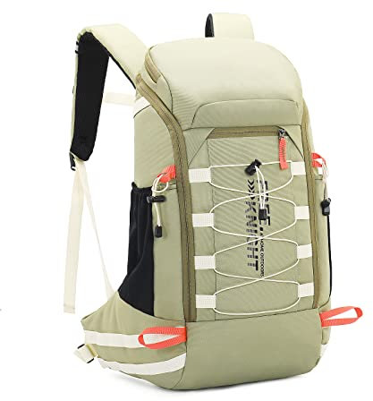 Leichter Wanderrucksack 40L Wanderrucksack mit wasserdichter Regenhülle für Reisen, Camping, Wandern, Outdoor, Herren und Damen, Dunkelgrün + wasserdichter Regenschutz