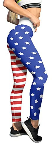 Farbe USA Leggings Benutzerdefinierte dünne patriotische Laufhose amerikanische Flagge Pilates für Yoga-Frauen-Yoga-Hosen Leggings Schwarz (Blue, M)