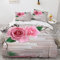 LUDVIK Bettwäsche 135X200 cm Rosen Rosenmuster Rosenmotiv Duvet Cover Set + 2 Kissenbezüge 80X80Cm Mikrofaser Bettwäsche 200X135 Schnell Trocknend Und Kein Bügeln