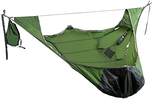 Travel Hammocks Aerial Camping Hammock Portable Hammock Tree House Air Sky Tent Outdoor Triangle Hammock Comfortable Outdoor Garden Deck Camping Furniture (Color : Green, Size : 210x70cm)