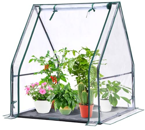 Ohuhu Mini serra portatile trasparente: tavolo verde con cuscinetto impermeabile per piccole piante, germinazione e piantine, 91,4 x 91,4 x 106,7 cm, accessorio per piantine