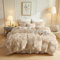 Nyescasa Plüsch Bettwäsche 135x200 Winter Warme Flauschig Langhaar Biber Wendebettwäsche Set Beige Khaki Cashmere Touch Coral Fleece Bettbezug mit Reißverschluss und Kissenbezug 80x80cm