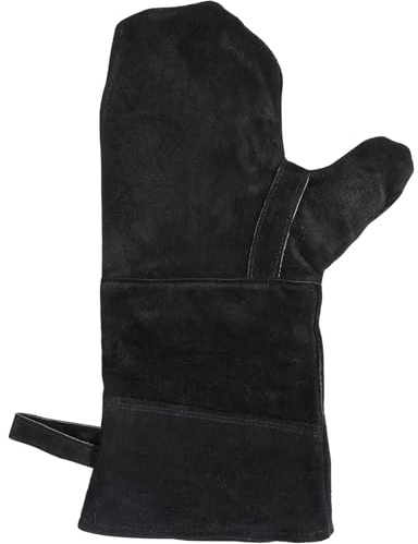 Yardwe Insulated Bbq Gloves Heat Resistant Fireproof Leather Welding Gloves for Stove Oven Grill Fireplace with Strong Stitching and Comfortable Flexible Design