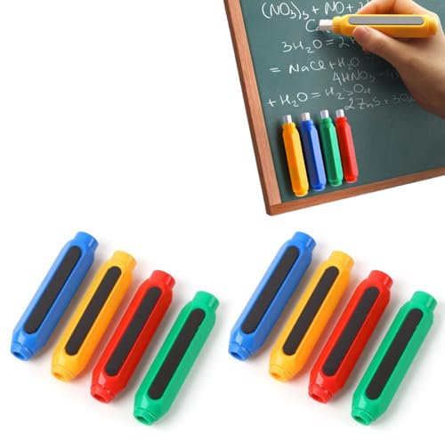 NHPY 8 Stück Kreidehalter, Kreidehalter für tafelkreide,Magnetischer Kreide Holder, aus Kunststoff, Universale Verstellbare Bunte Kreidenhalterung, für Kinder Staublose Farbkreide mit Kreidehalter