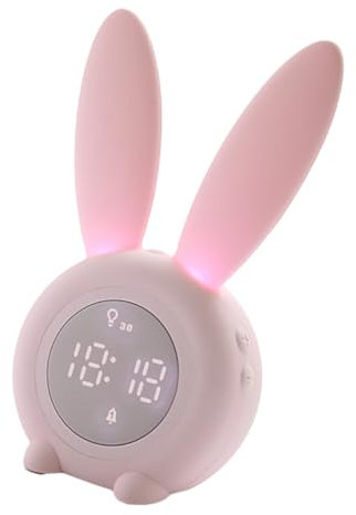 Warmhm Kleine Uhr Wecker Kaninchen Uhr Wecker Aufladen Hase Weckuhr Lithium Batterie Digitaler Wecker Hasen-wecker Hasenohr Wecker Desktop-wecker Nachtlicht Süßer Hase Kind Trainer