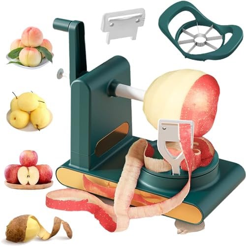 Multi-Fruit Peeler 2.0, Multi Fruit Peeler with Fruit Divider Set, Fruit ＆ Vegetable Peeler for Kitchen,Potato/Apple/Orange Peeler, Home Essentials (Dark Green)