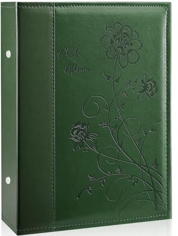 Miaikoe Fotoalbum 10x15 300 Fotos Slip in, große Kapazität Leder Cover Bilderalben hält 300 horizontale 10x15cm Landschaftsfotos für Hochzeit Familie (Dunkelgrün)