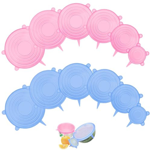 Tapas silicona ajustables cocina 12 uds sello perfecto Sin BPA eco-amigables facilmente lavables solución versatil para Cocina y Almacenaje