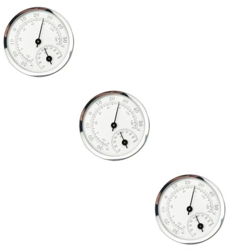 BESPORTBLE 3 Piezas higrómetro interior higrómetro tipo dial base rueda madera light office termómetro nevera termómetro exterior termómetro interior higrómetro doméstico ronda