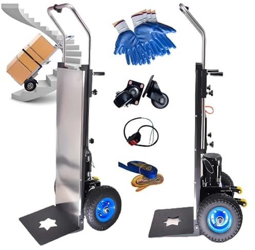 MoRfiL 1200 W Elektrischer Treppensteiger-Sackkarren, 48 V/36 Ah Treppensteiger-Sackkarre, 400 Kg Tragkraft, Bürstenloser Motor, Treppen- Und Abstiegsmöglichkeit, Für Möbellogistiklager