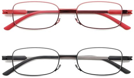 IEYELUUK Kleine Lesebrille Kompakt Flach für Damen mit Etui, Mini Reading Glasses Tragbar für Unterwegs, Blaulichtfilter Dioptrien +3.5