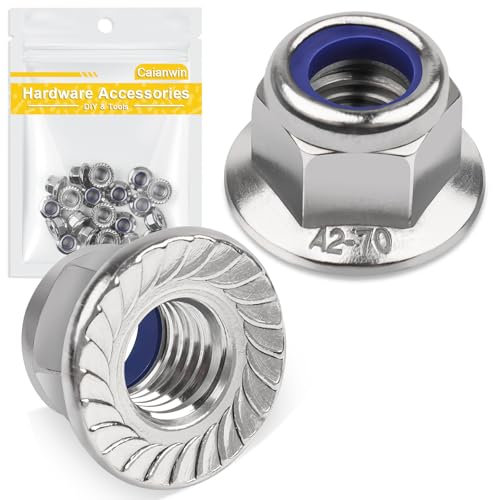 Caianwin Dadi esagonali a flangia M5, DIN 6926, con flangia autobloccante e dentata di blocco, dadi esagonali a flangia in acciaio inox A2