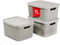 astor24 PREMIUM 3er XXL Set Aufbewahrungsbox Korb mit Deckel Organizer Ideal für Büro,Kleiderschrank, Schrank, Küche & Haushalt (Cafe Latte, 3er Set 7 Liter)