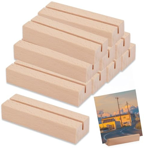 BonTiady 10 Stück Kartenhalter holz, Robuster Platz tischkartenhalter, Menükartenhalter, Postkartenhalter, Fotokartenhalter für Hochzeiten, Bankette, Parteien und Restaurant(10 x 3 x 2 cm).