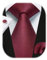 Enlision Krawatte Burgund Herren Hochzeit Einfarbige Krawatten mit Einstecktuch und Manschettenknöpfe Set Seide Dunkelrote Schlips Herren Elegant