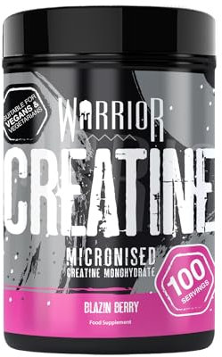 Warrior Kreatin-Monohydrat-Pulver 500g (Mächtige Beere) – Mikronisierte – Verbessert nachweislich die körperliche Leistungsfähigkeit und Regeneration (als Tabletten, keine Gummies) – 5g pro Portion