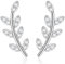 JeweBella Ohrstecker Silber 925 für Damen Mädchen Zirkonia Blatt Ohrstecker Hypoallergene Kletterer Ohrringe Silber 925 Stercker Silber/Gold
