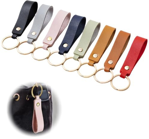 OIGWBPH Paquet de 8 pièces Porte-clés Sport en Cuir, Sans Logo, Couleur Aléatoire