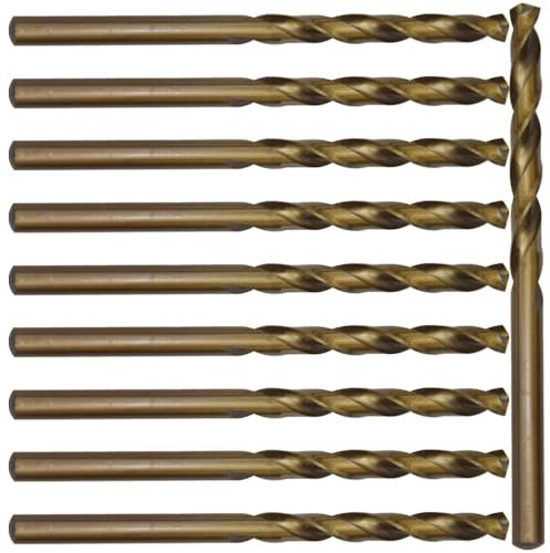 Ruidee 10Pcs Cobalt Drill Bits 5mm Twist Drill Bits M35 HSS Metric Straight Shank Drill Bit Set for Stainless Steel, Wood, Plastic (LSZ/5mm)