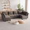 Flamaker Sofa with Storage, Corner Sofa with Upholstered Furniture, Modular Sofa with Angle-Adjustable Armrests and Backrests (6 Seats, Light Grey)