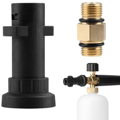 Pressure Washer Gun Adapter with 1/4 Female Fitting, Snow Foam Lance Pot Head Compatible with Karcher K Series K2 K3 K4 K5 K6 K7 Car Washer, Male Thread Adapter for Effective Car Cleaning