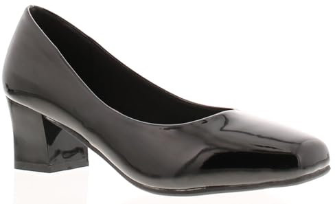 Comfort Plus Carly Womens Court Shoes with Heels Perfect for Work Occasion wear or Evenings Out on the Town - Stylish and a Comfortable Ladies Shoes Black Patent 4 UK