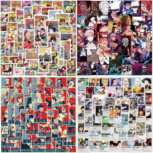 Mixed Anime Aufkleber, 200 Stück Classic Poster Cartoon Aufkleber, Vinyl Wasserflaschen Graffiti Kawaii Aufkleber für Laptop, Gepäck, Skateboard, Auto, Teens und adults