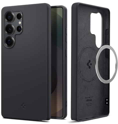 Spigen Silicone Fit MagFit für Samsung Galaxy S25 Ultra -Black | Kompatibel mit MagSafe, Silikon Hülle, Anti-Dust & Fingerprint, Military-Grade Schutz
