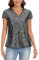 MINTLIMIT Shirt Damen Kurzarm Pailletten Glitzer Tops V-Ausschnitt Bluse Locker Tunika Lose (Schwarz(Silber Glitter) M)
