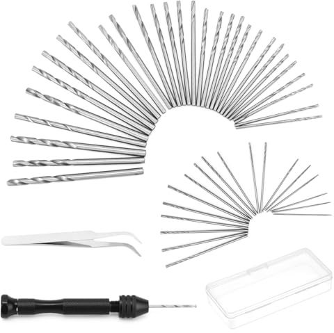 QWORK® 51 Stück Mini Spiralbohrer Bits Set mit 48 Spiralbohrer Bits (0.5-3.0mm) und Pinzette Für Handwerksbohrungen