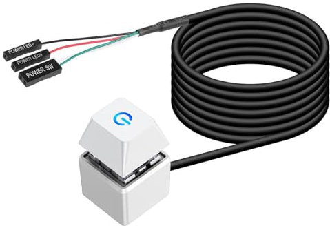 Desktop Computer Power Switching Extension Cable with LED Lights 5.9FT Remote Starts Button for PC Motherboard