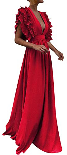 Robe De Soiree Femme Soirée Longue Chic Et Elegant Elegante Ensemble Vetement Vêtements Ete Cocktail pour Mariage Élégante Satin Dos Nu Sexy Bal Fendue Rouge Boheme Invité Noir Robes