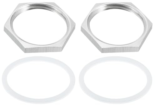 QUARKZMAN 2 Stücke Gussrohrverschraubung Sechskantmutter mit Unterlegscheibe 304 Edelstahl Sechskantmutter NPT 1 Innengewinde für die Installation von Rohrleitungen, 1,42 Außendurchmesser