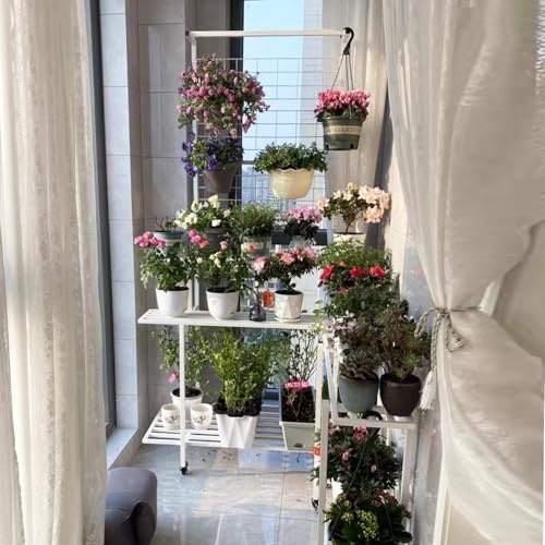 Metal Plant Shelf 2/3-Tier Flower Pot Stand Plants Display Shelf Rack Ladder Garden Indoors Outdoors, Plant Corner Storage Shelf Planter, Garden Standing Flower Rack(Type F 90x44.4x102.5cm/2.95×1.46×3