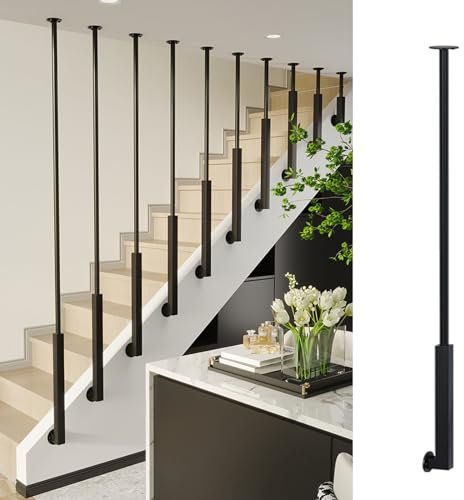 Ringhiera Per Scale Balaustre per scale personalizzabili in ferro nero per interni, Moderno ponte balaustre per case decorativo, Oro/bianco Colonna a balaustro per mansarda/corridoio(Black,150cm)