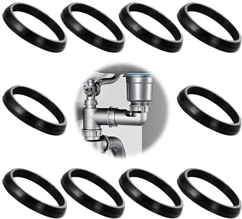 Funver 38mm Waste Pipe Seal Ring 10 Pcs, Premium Rubber Cone Washers for Sink Drain Pipe Odour Trap & Siphon, Leak-Proof Plumbing Sealing Gasket for Kitchen & Bathroom Pipe Fittings