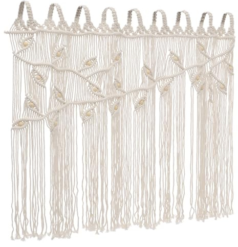 whsiodj Bohème Vorhang Baumwollvorhang, GewebterTürvorhang, Türvorhang, Balkon Deko,Fensterdekoration Beige Raumteiler, 110x80cm