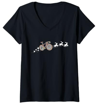 Damen Speedbike Weihnachtsmann Weihnachtsschlitten Speedbike Weihnachten T-Shirt mit V-Ausschnitt
