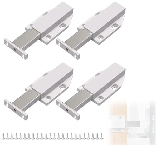 4 Pack Push to Open Door Catches, Push to Open Latch, Magnetic Door Catches, Push Openers for Cupboards, Kitchen Drawer Closer Push Opener for RV Door Damper Large Wardrobe Closure