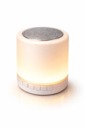 AUREKO LED Night Light with Bluetooth Speaker, Colour Changing Mood Light, USB Rechargeable Bedside Table Lamp, 3-Colour Dimmable for Bedroom & Nursery