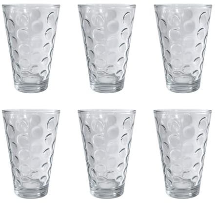 Trinkglas, Wasserglas – 300 ml mit Struktur – 6er-Set mit großen Punkten