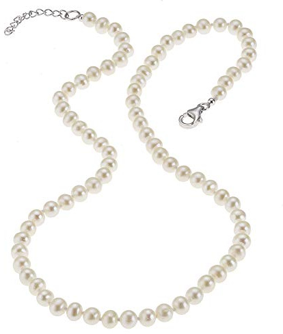 Zeeme Pearls Damen Collier 925/- Sterling Silber 42+3cm Glänzend Süßwasserzuchtperle weiß 380250013